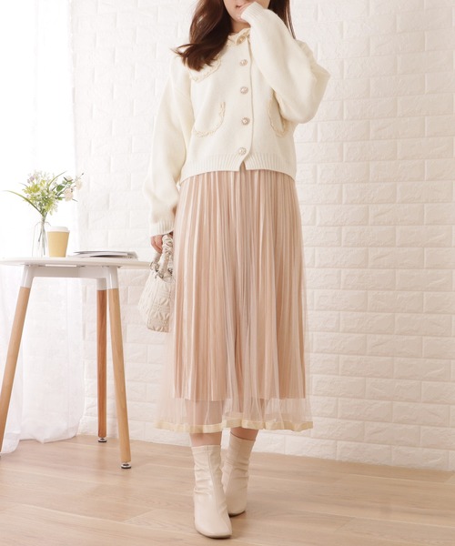 Lace Ladies(レースレディース)の「チュールオンロングプリーツスカート(スカート・レディース・ブルー/アイボリー/ブラウン/ブラック・FREE)」の16枚目の写真