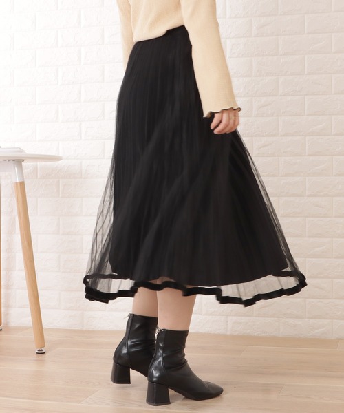 Lace Ladies(レースレディース)の「チュールオンロングプリーツスカート(スカート・レディース・ブルー/アイボリー/ブラウン/ブラック・FREE)」の17枚目の写真