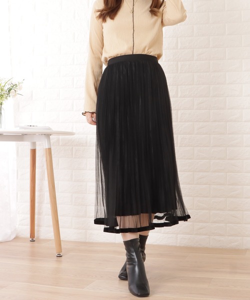 Lace Ladies(レースレディース)の「チュールオンロングプリーツスカート(スカート・レディース・ブルー/アイボリー/ブラウン/ブラック・FREE)」の20枚目の写真