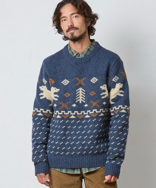 エルエルビーン　ウール１００％　ニット　セーター　北欧柄　美品 515769-01.jpg