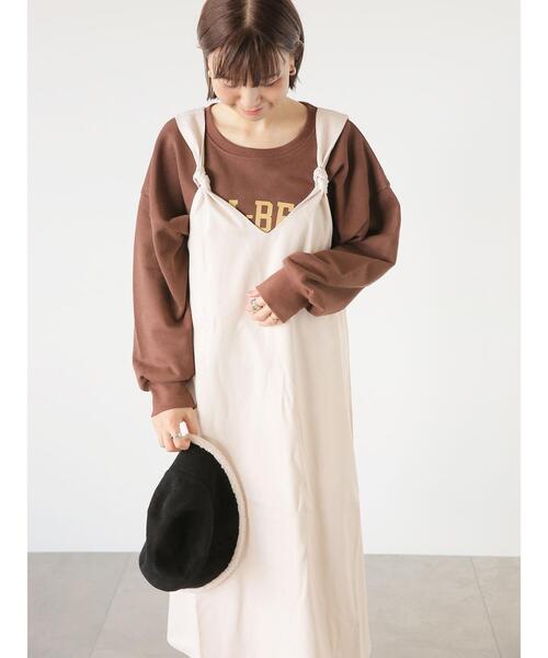 Lugnoncure(ルノンキュール)の「ノットキャミワンピース(ワンピース・レディース・ブラック/ベージュ/カーキ・F)」の1枚目の写真