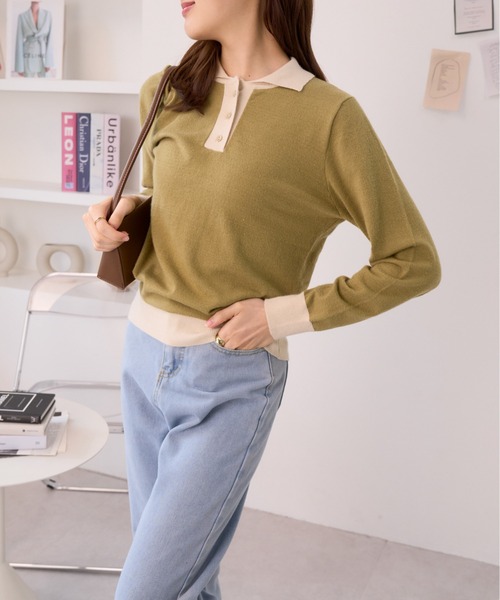 Ada.(エイダ)の「柔らかタッチ ベーシック ニットポロ(ニット/セーター・レディース・アイボリー/ネイビー/グリーン系/ブラック系・FREE)」の17枚目の写真