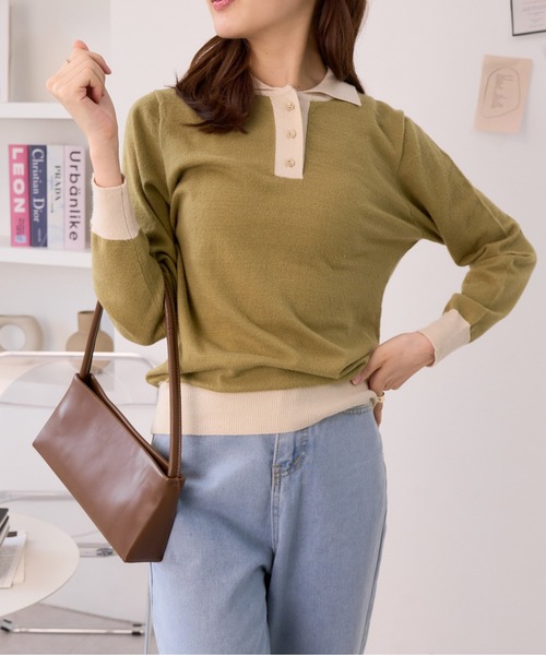 Ada.(エイダ)の「柔らかタッチ ベーシック ニットポロ(ニット/セーター・レディース・アイボリー/ネイビー/グリーン系/ブラック系・FREE)」の19枚目の写真