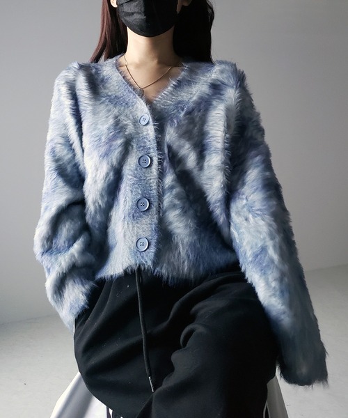 me+em select(ミームセレクト)の「【 2color 】レオパードマーブルシャギーニットカーディガン / reopard marble knit shaggy cardigan(カーディガン/ボレロ・レディース・ピンク/ブルーグレー・FREE)」の14枚目の写真