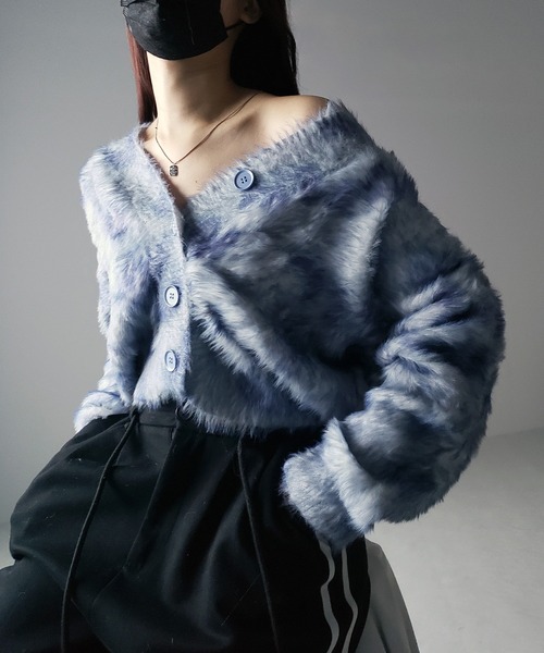 me+em select(ミームセレクト)の「【 2color 】レオパードマーブルシャギーニットカーディガン / reopard marble knit shaggy cardigan(カーディガン/ボレロ・レディース・ピンク/ブルーグレー・FREE)」の13枚目の写真