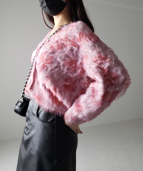 me+em select(ミームセレクト)の「【 2color 】レオパードマーブルシャギーニットカーディガン / reopard marble knit shaggy cardigan(カーディガン/ボレロ・レディース・ピンク/ブルーグレー・FREE)」の8枚目の写真