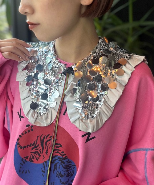 HELLO.SANFRANCISCO(ハローサンフランシスコ)の「【HELLO.SANFRANCISCO/ハローサンフランシスコ】スパンコールマルチウェイベルト(付け襟・レディース・シルバー/ブラック・FREE)」の2枚目の写真