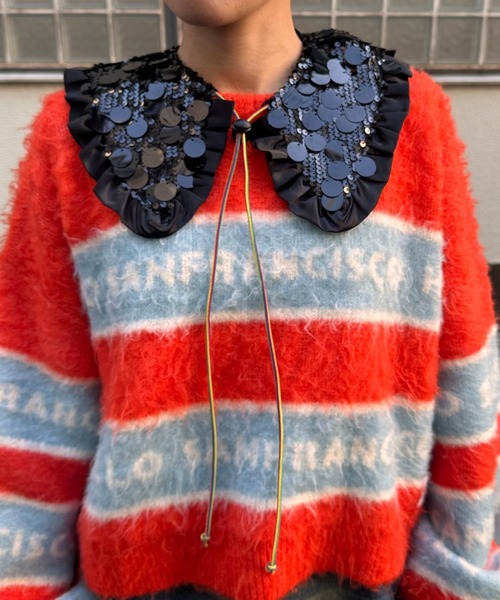 HELLO.SANFRANCISCO(ハローサンフランシスコ)の「【HELLO.SANFRANCISCO/ハローサンフランシスコ】スパンコールマルチウェイベルト(付け襟・レディース・シルバー/ブラック・FREE)」の4枚目の写真