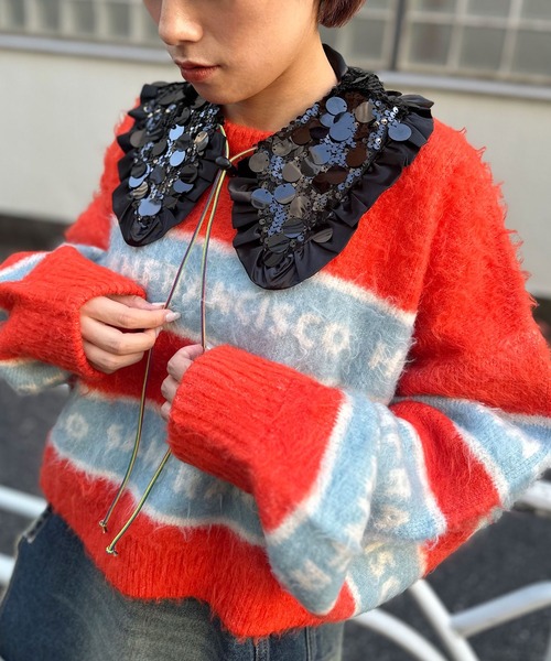 HELLO.SANFRANCISCO(ハローサンフランシスコ)の「【HELLO.SANFRANCISCO/ハローサンフランシスコ】スパンコールマルチウェイベルト(付け襟・レディース・シルバー/ブラック・FREE)」の9枚目の写真