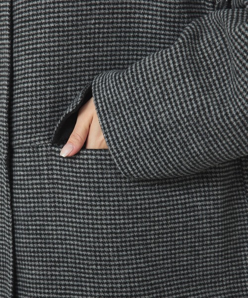 PUAL CE CIN（ピュアルセシン）の「ウール混リバーフードコート（その他アウター・レディース・チェック/モカ/チャコールグレー・FREE）」の8枚目の写真