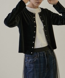 SALON adam et rope' | クロップドベロアカーディガン【セットアップ対応・洗える】(カーディガン/ボレロ)