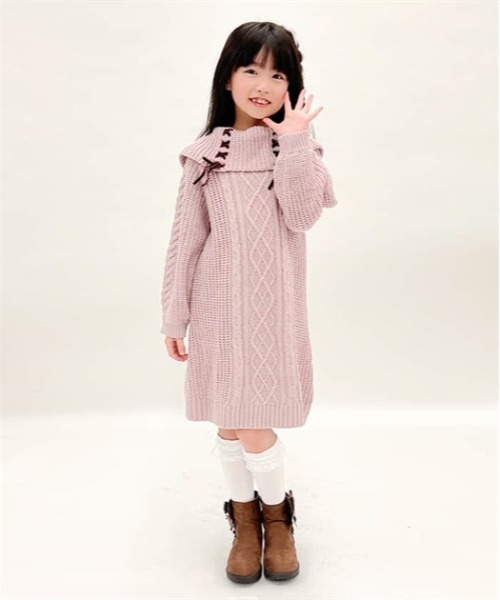 axes femme(アクシーズファム)の「W編み上げニットチュニック(チュニック・キッズ・サックスブルー/ピンク・X-LARGE/LARGE/MEDIUM/XX-LARGE)」の5枚目の写真