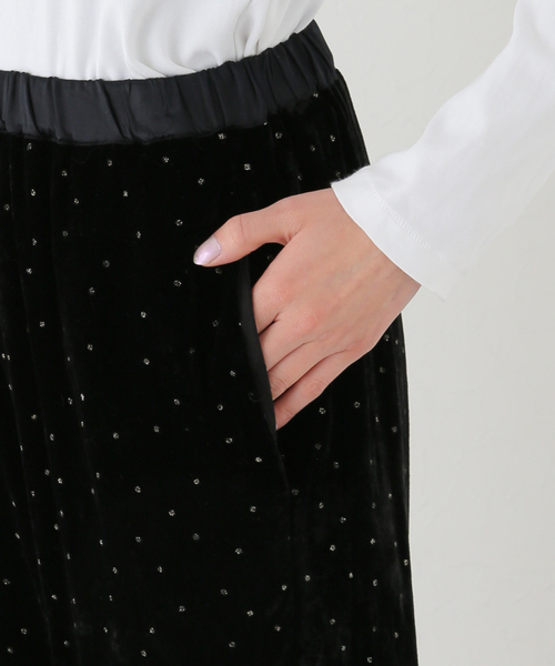 【ヌキテパ】VELVET GLITTER PRINT FRILベルベットパンツ ヌキテパ】VELVET GLITTER PRINT FRILベルベットパンツ