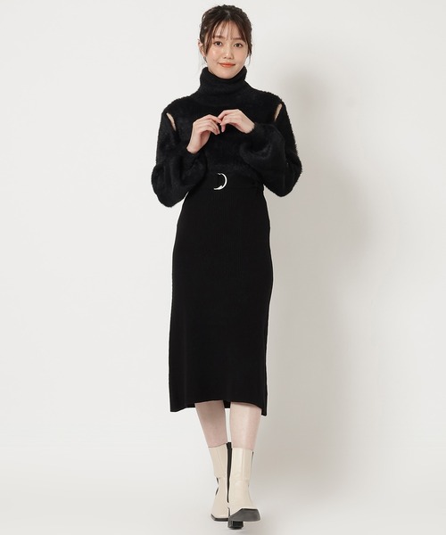Open aesthetic レッド系　ファーワンピース　セットアップ Open aesthetic レッド系 ファーワンピース セットアップ