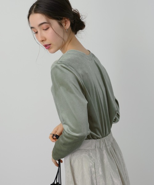 saloon（サルーン）の「SALOON(サルーン)/【AMBELLITE】 2WAYベロアプルオーバー（カーディガン/ボレロ・レディース・ライトグリーン/ブラック・FREE）」の4枚目の写真