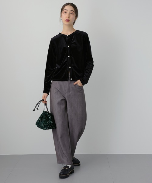 saloon（サルーン）の「SALOON(サルーン)/【AMBELLITE】 2WAYベロアプルオーバー（カーディガン/ボレロ・レディース・ライトグリーン/ブラック・FREE）」の10枚目の写真