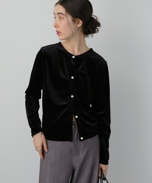 saloon（サルーン）の「SALOON(サルーン)/【AMBELLITE】 2WAYベロアプルオーバー（カーディガン/ボレロ・レディース・ライトグリーン/ブラック・FREE）」の13枚目の写真