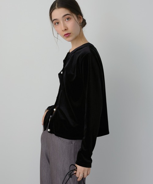 saloon（サルーン）の「SALOON(サルーン)/【AMBELLITE】 2WAYベロアプルオーバー（カーディガン/ボレロ・レディース・ライトグリーン/ブラック・FREE）」の14枚目の写真