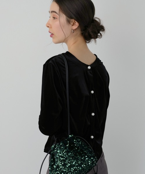 saloon（サルーン）の「SALOON(サルーン)/【AMBELLITE】 2WAYベロアプルオーバー（カーディガン/ボレロ・レディース・ライトグリーン/ブラック・FREE）」の8枚目の写真