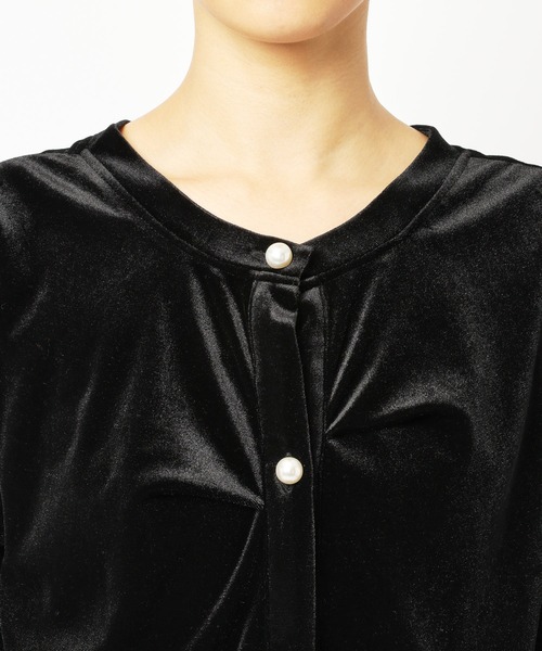 saloon（サルーン）の「SALOON(サルーン)/【AMBELLITE】 2WAYベロアプルオーバー（カーディガン/ボレロ・レディース・ライトグリーン/ブラック・FREE）」の19枚目の写真