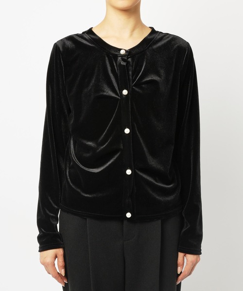 saloon（サルーン）の「SALOON(サルーン)/【AMBELLITE】 2WAYベロアプルオーバー（カーディガン/ボレロ・レディース・ライトグリーン/ブラック・FREE）」の21枚目の写真