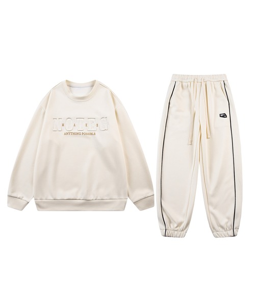 aimoha outdoor ユニセックス　セットアップ　凹みロゴトレーナー＆パンツセット
