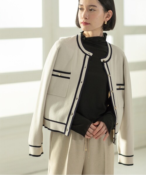 OPAQUE.CLIP(オペークドットクリップ)の「◆アンサンブル対応 配色ラインニットカーディガン【洗濯機洗い可】(カーディガン/ボレロ・レディース・ネイビー/オフホワイト/ベビーピンク・36/38/40/42)」の15枚目の写真