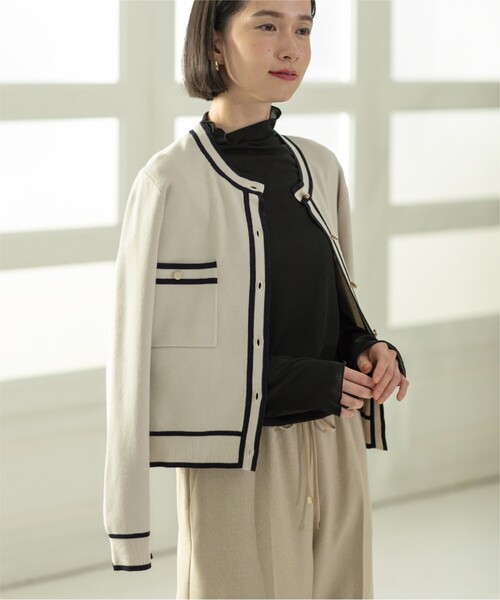 OPAQUE.CLIP(オペークドットクリップ)の「◆アンサンブル対応 配色ラインニットカーディガン【洗濯機洗い可】(カーディガン/ボレロ・レディース・ネイビー/オフホワイト/ベビーピンク・36/38/40/42)」の16枚目の写真