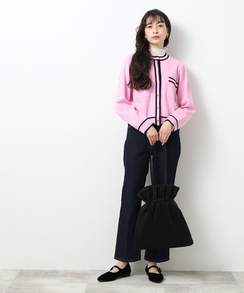 OPAQUE.CLIP(オペークドットクリップ)の「◆アンサンブル対応 配色ラインニットカーディガン【洗濯機洗い可】(カーディガン/ボレロ・レディース・ネイビー/オフホワイト/ベビーピンク・36/38/40/42)」の7枚目の写真