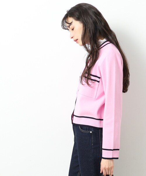 OPAQUE.CLIP(オペークドットクリップ)の「◆アンサンブル対応 配色ラインニットカーディガン【洗濯機洗い可】(カーディガン/ボレロ・レディース・ネイビー/オフホワイト/ベビーピンク・36/38/40/42)」の9枚目の写真