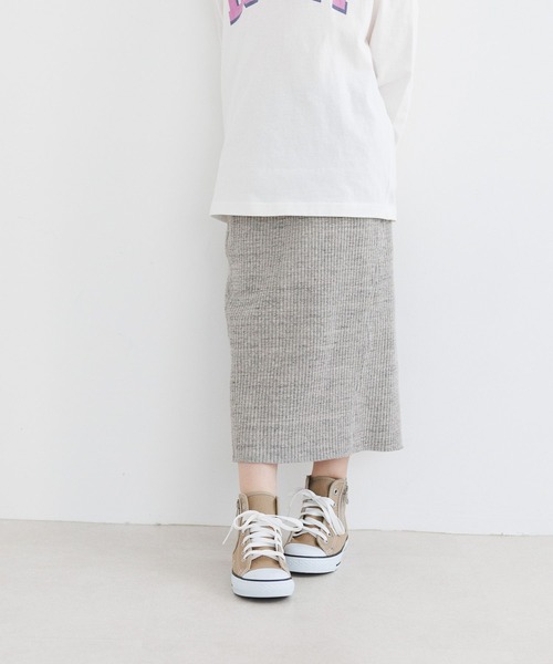 BAYFLOW（ベイフロー）の「[春素材で登場!!]カットリブスカート（KIDS）（スカート・キッズ・ブラック/グレー・110cm/120cm/130cm/140cm）」の2枚目の写真