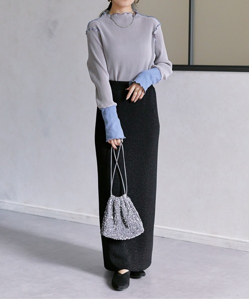 Thevon（ゼボン）の「スパンコール巾着バッグ（トートバッグ・レディース・グレー/ブルー/ブラック/ブラウン・FREE）」の10枚目の写真