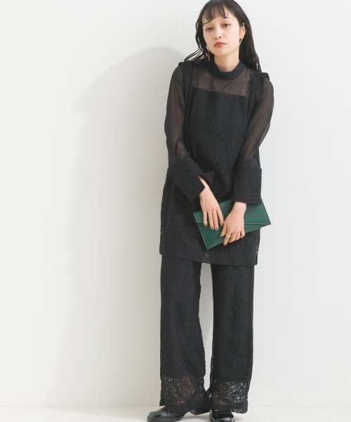terrace(テラス)の「【セットアップ 】 レースデコルテシアーチュニックブラウス+レースイージーパンツ(セットアップ・レディース・オフホワイト/ブラック/カーキ・MEDIUM)」の13枚目の写真