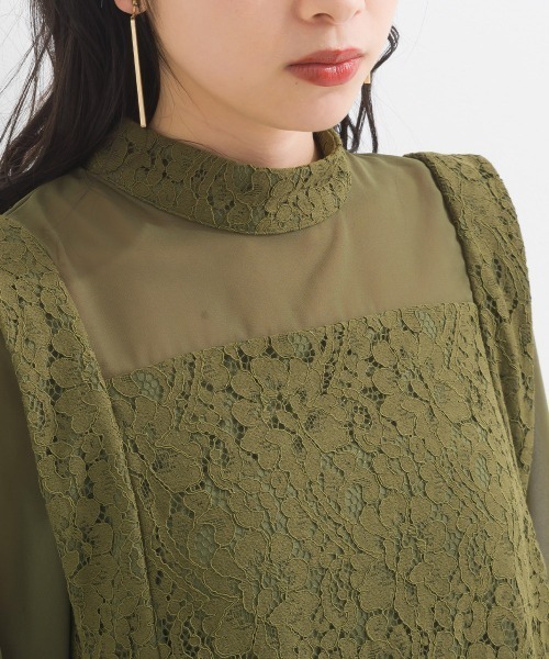 terrace(テラス)の「【セットアップ 】 レースデコルテシアーチュニックブラウス+レースイージーパンツ(セットアップ・レディース・オフホワイト/ブラック/カーキ・MEDIUM)」の14枚目の写真