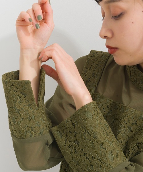 terrace(テラス)の「【セットアップ 】 レースデコルテシアーチュニックブラウス+レースイージーパンツ(セットアップ・レディース・オフホワイト/ブラック/カーキ・MEDIUM)」の15枚目の写真