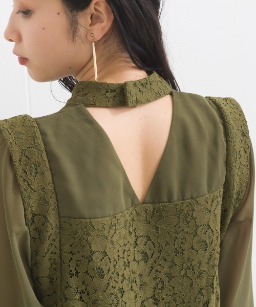 terrace(テラス)の「【セットアップ 】 レースデコルテシアーチュニックブラウス+レースイージーパンツ(セットアップ・レディース・オフホワイト/ブラック/カーキ・MEDIUM)」の16枚目の写真