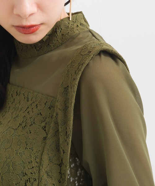 terrace(テラス)の「【セットアップ 】 レースデコルテシアーチュニックブラウス+レースイージーパンツ(セットアップ・レディース・オフホワイト/ブラック/カーキ・MEDIUM)」の17枚目の写真