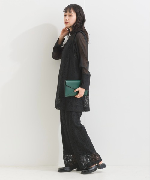terrace(テラス)の「【セットアップ 】 レースデコルテシアーチュニックブラウス+レースイージーパンツ(セットアップ・レディース・オフホワイト/ブラック/カーキ・MEDIUM)」の21枚目の写真