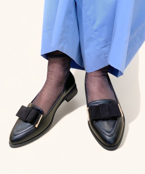 Sugar Sugar（シュガーシュガー）の「【SUGAR SUGARシュガーシュガー】リボンローヒールパンプス(550)歩き方が美しくなるパンプスシリーズ（パンプス・レディース・ベージュ/ブラック/ブラック系その他/シルバー・S/M/L/LL）」の9枚目の写真