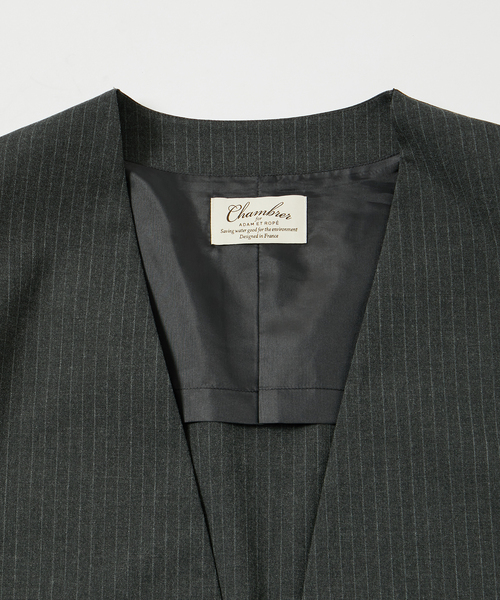 ADAM ET ROPE'（アダムエロペ）の「オーバーサイズ ノーカラー イージー ジャケット / シーズンレス / セットアップ対応（ノーカラージャケット・メンズ・チャコールグレー/ブラック/カーキ・L/S/M）」の7枚目の写真