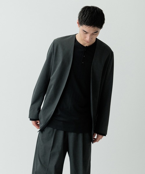 ADAM ET ROPE オーバーサイズ ノーカラー イージー ジャケット M ADAM ET ROPE'｜オーバーサイズ ノーカラー イージー ジャケット