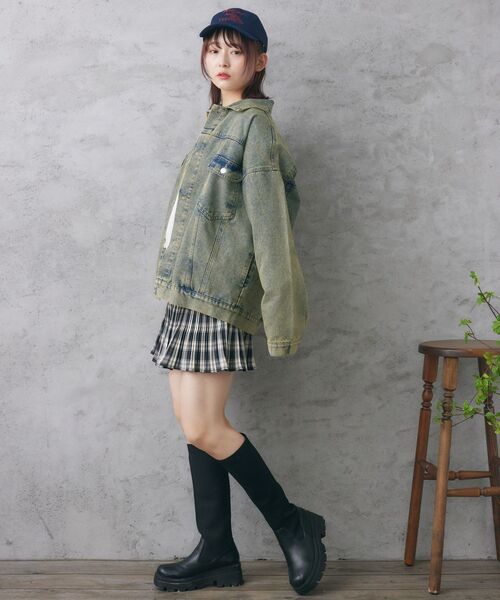 RETRO GIRL（レトロガール）の「BベルトBIGGジャン（デニムジャケット・レディース・ブラック/ブルー/イエロー・FREE）」の5枚目の写真