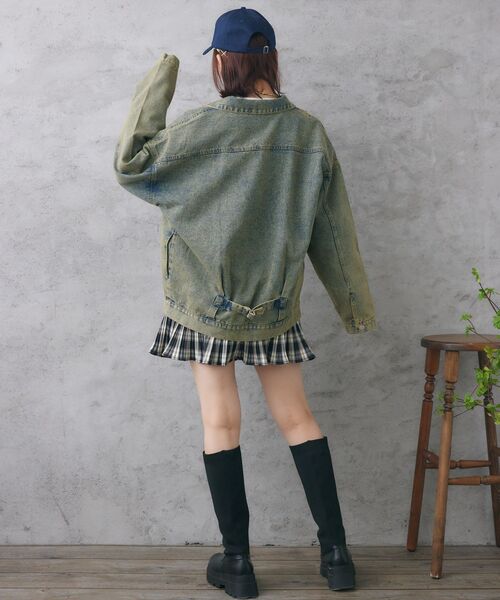 RETRO GIRL（レトロガール）の「BベルトBIGGジャン（デニムジャケット・レディース・ブラック/ブルー/イエロー・FREE）」の6枚目の写真