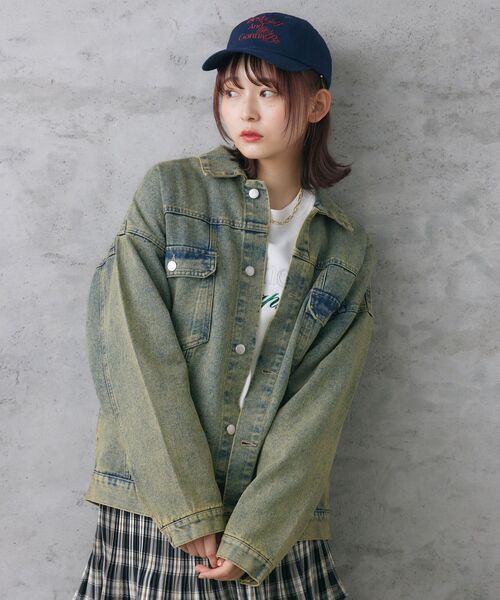 RETRO GIRL（レトロガール）の「BベルトBIGGジャン（デニムジャケット・レディース・ブラック/ブルー/イエロー・FREE）」の7枚目の写真