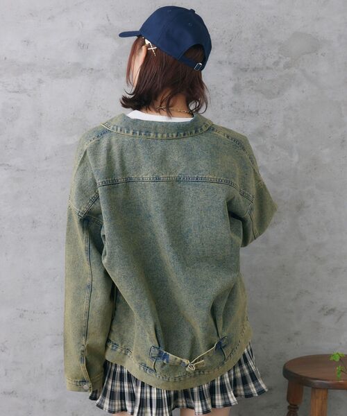 RETRO GIRL（レトロガール）の「BベルトBIGGジャン（デニムジャケット・レディース・ブラック/ブルー/イエロー・FREE）」の10枚目の写真