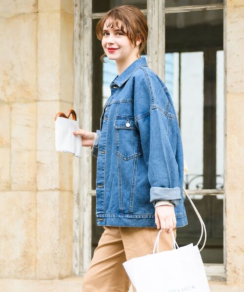 RETRO GIRL（レトロガール）の「BベルトBIGGジャン（デニムジャケット・レディース・ブラック/ブルー/イエロー・FREE）」の16枚目の写真