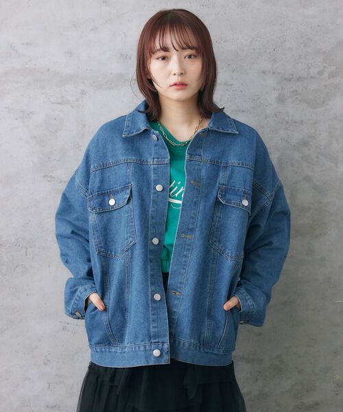 RETRO GIRL（レトロガール）の「BベルトBIGGジャン（デニムジャケット・レディース・ブラック/ブルー/イエロー・FREE）」の20枚目の写真