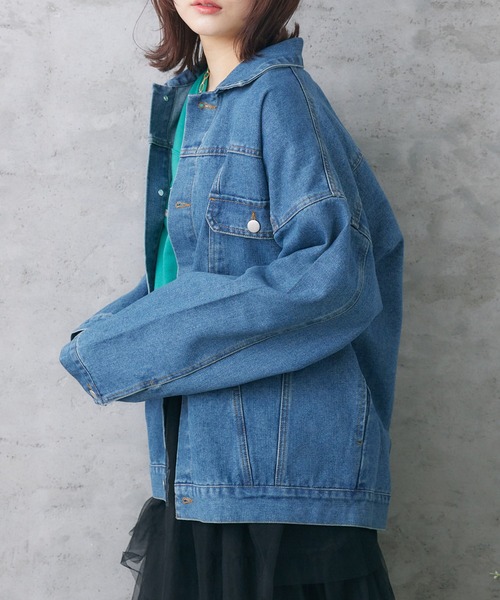 RETRO GIRL（レトロガール）の「BベルトBIGGジャン（デニムジャケット・レディース・ブラック/ブルー/イエロー・FREE）」の4枚目の写真