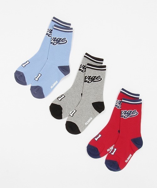 XLARGE KIDS(エクストララージキッズ)の「カレッジロゴソックス(ソックス/靴下・キッズ・グレー/ブルー/レッド・19-21cm/17-19cm/15-17cm/13-15cm)」の4枚目の写真
