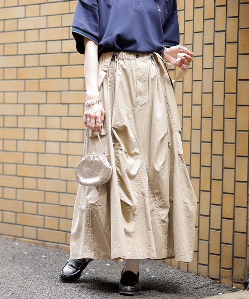 DOUBLE NAME（ダブルネーム）の「サス付きサーキュラースカート（スカート・レディース・カーキ/ベージュ/ブラック・FREE）」の18枚目の写真